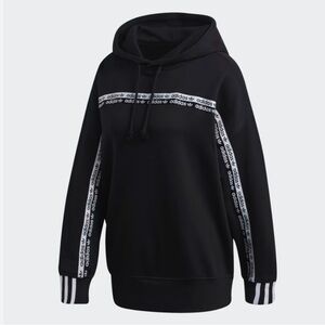 Adidas Originals Black and White Hoodie with Striped Design